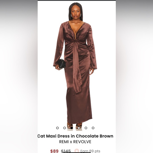 Remi Bader x REVOLVE Chocolate Brown stretch silk dress, size XL - Picture 2 of 5